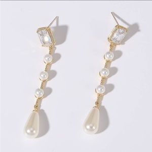 Crystal Pearl Tassel Sterling Silver Earrings